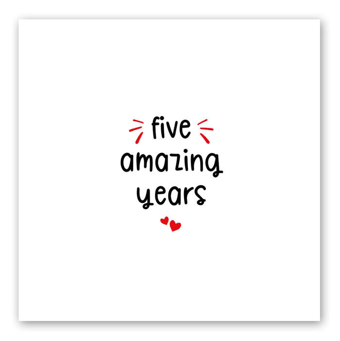 5th Anniversary Card - Minimalist - Front of Card