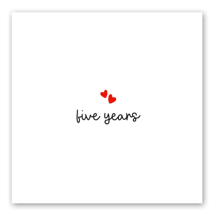 5th Anniversary Card - Minimalist - Front of Card