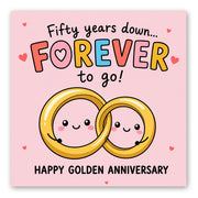 50th Wedding Anniversary Card - Golden Rings - Front of Card